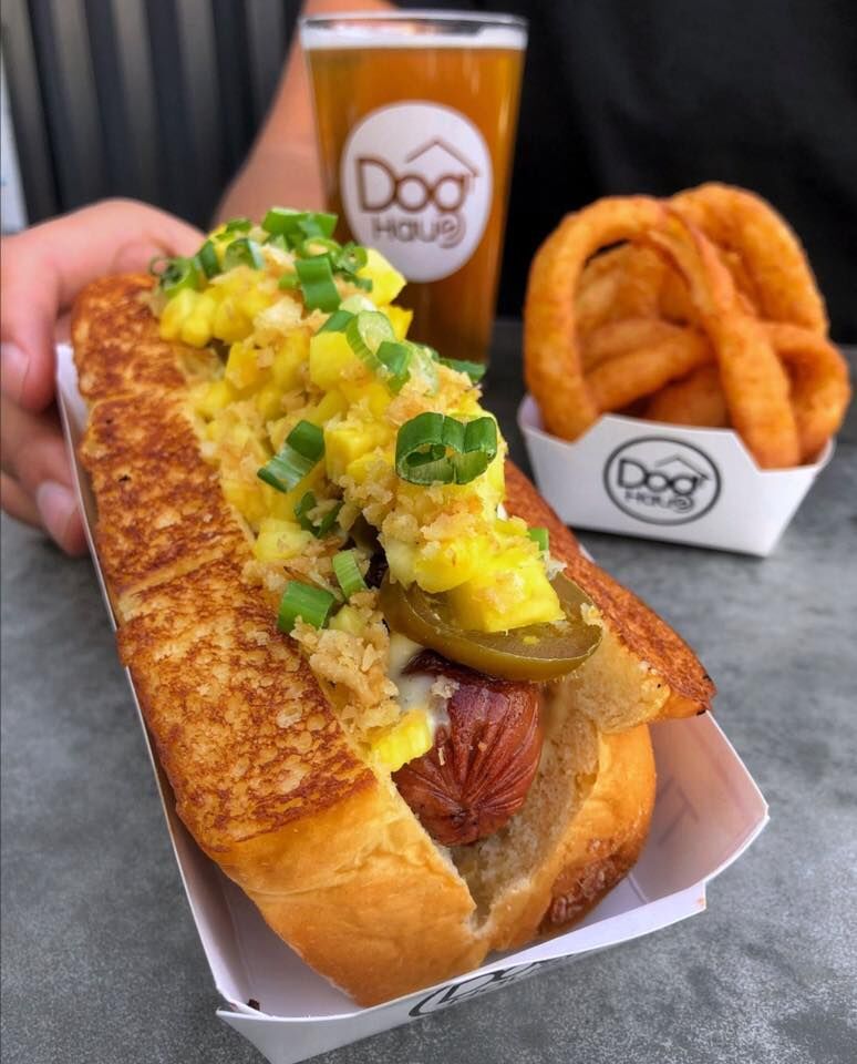 Dog Haus with beer